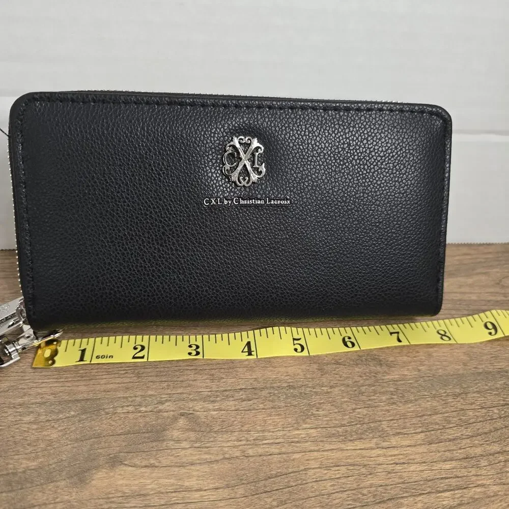 CXL by Christian Lacroix Brandy Pebble Double Zipper Wallet Black NWT